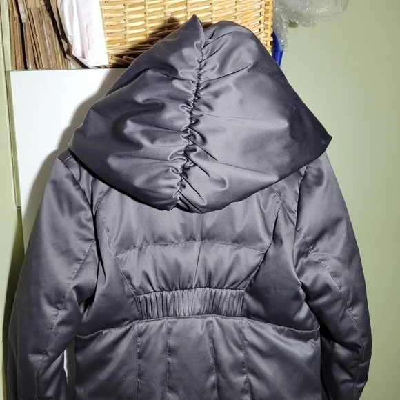 ELIE Tahari down puffer funnel neck coat parka jacket gray XS small - Picture 7 of 16